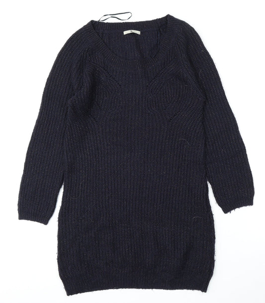 TU Womens Blue Round Neck  Acrylic Pullover Jumper Size 8