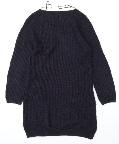 TU Womens Blue Round Neck  Acrylic Pullover Jumper Size 8