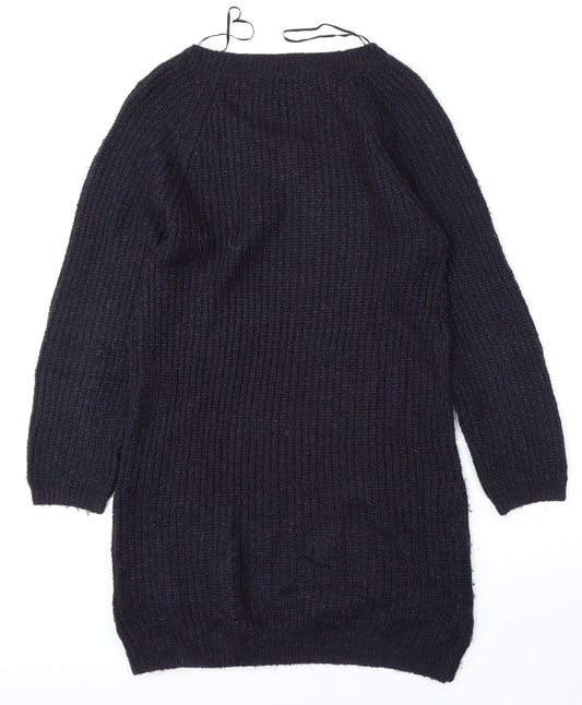 TU Womens Blue Round Neck  Acrylic Pullover Jumper Size 8