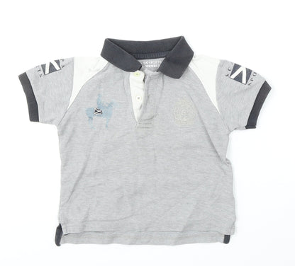Scapa Sports Boys Grey  Cotton Basic Polo Size 2 Years Collared Button