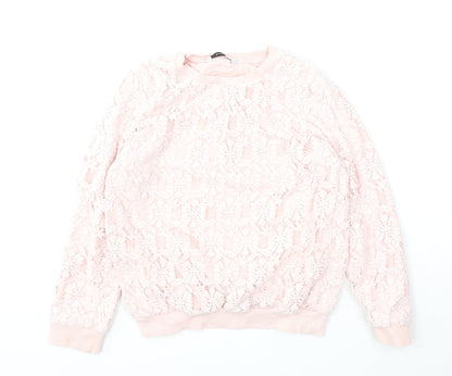 George Girls Pink  Polyester Pullover Sweatshirt Size 8-9 Years   - Small marks to cuff