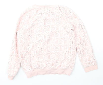 George Girls Pink  Polyester Pullover Sweatshirt Size 8-9 Years   - Small marks to cuff