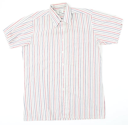 MOnterattin Mens Multicoloured Striped Polyester  Polo Size 16 Collared Button