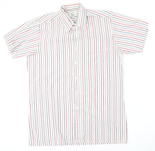 MOnterattin Mens Multicoloured Striped Polyester  Polo Size 16 Collared Button