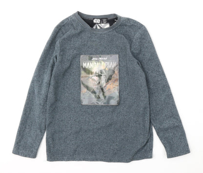 Primark Boys Grey Solid Polyester  Pyjama Top Size 9-10 Years   - star wars