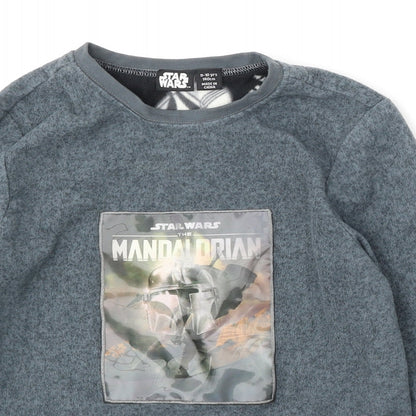 Primark Boys Grey Solid Polyester  Pyjama Top Size 9-10 Years   - star wars