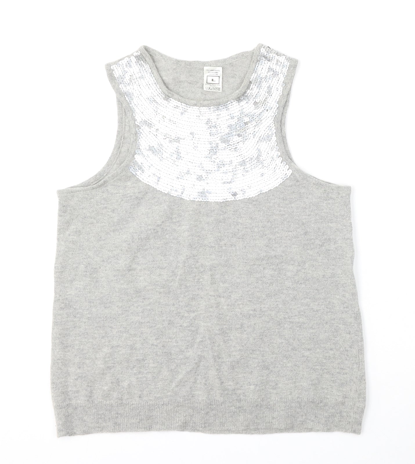 Womens UK Size L Preworn Grey Vest Jumper