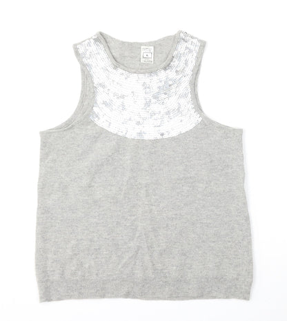Womens UK Size L Preworn Grey Vest Jumper