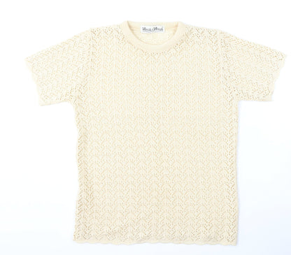 Hush Hush Womens Beige Round Neck  Polyester Pullover Jumper Size M