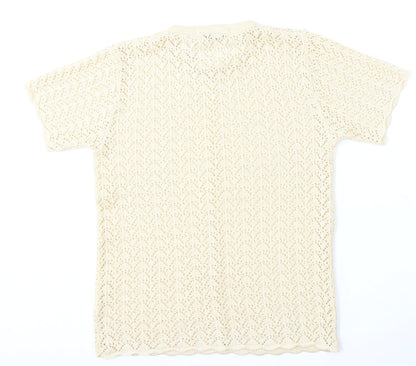 Hush Hush Womens Beige Round Neck  Polyester Pullover Jumper Size M