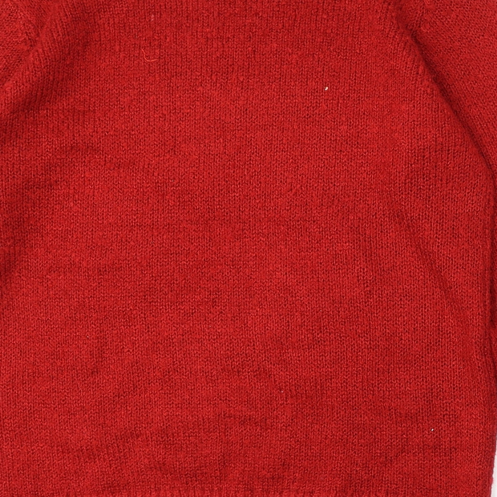 Isle Essentials Womens Red Round Neck  Acrylic Pullover Jumper Size M