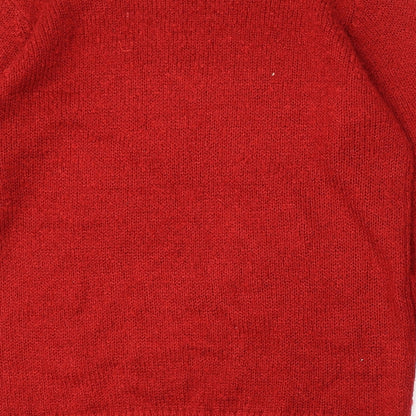 Isle Essentials Womens Red Round Neck  Acrylic Pullover Jumper Size M