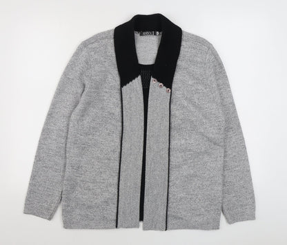 Envy Womens Grey V-Neck  Acrylic Cardigan Jumper Size M