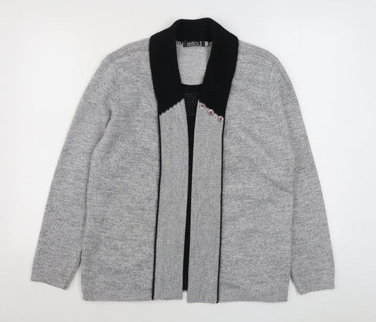 Envy Womens Grey V-Neck  Acrylic Cardigan Jumper Size M