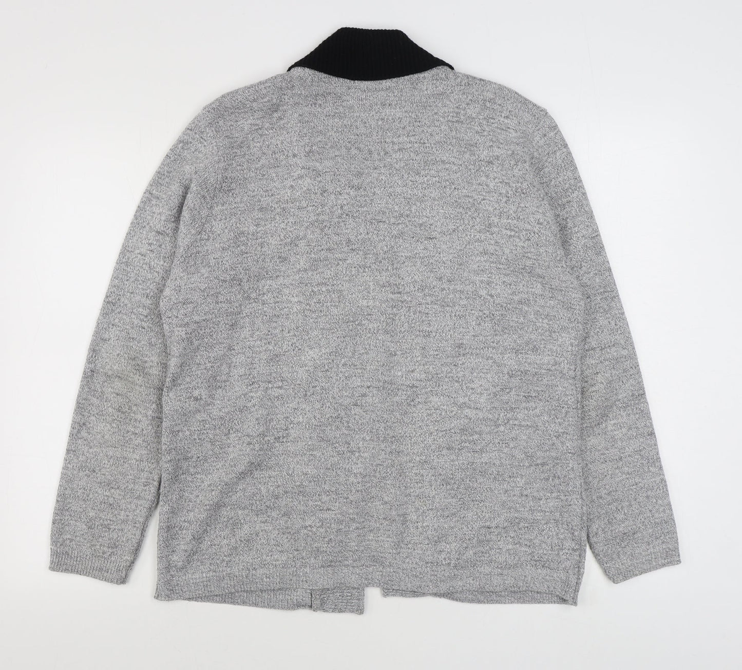 Envy Womens Grey V-Neck  Acrylic Cardigan Jumper Size M