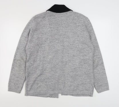 Envy Womens Grey V-Neck  Acrylic Cardigan Jumper Size M