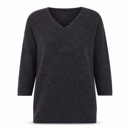 Anonimous Womens Grey V-Neck  Acrylic Pullover Jumper Size M