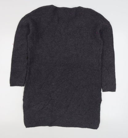 Anonimous Womens Grey V-Neck  Acrylic Pullover Jumper Size M