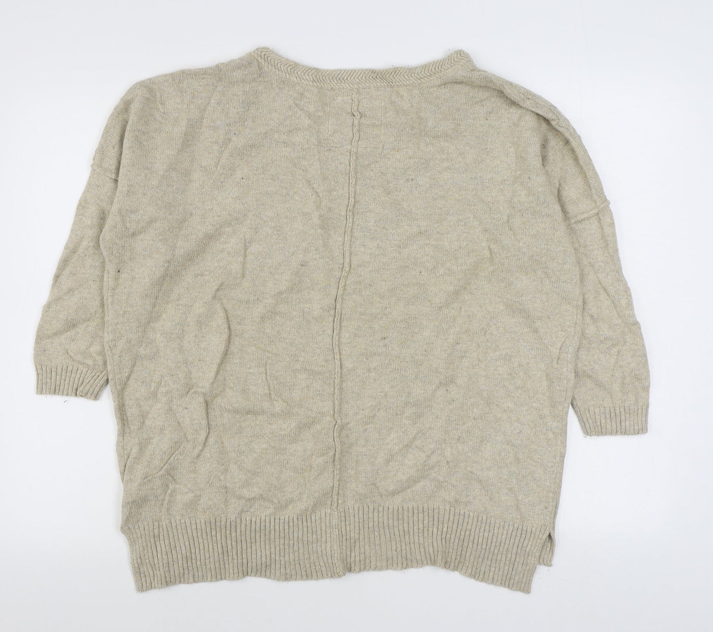 H&M Mens Beige Round Neck  Cotton Pullover Jumper Size L