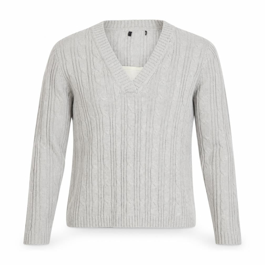 Bonmarché Mens Grey V-Neck Cotton Pullover Jumper Size M