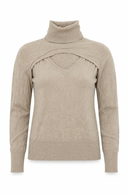 In Style Fashion Womens Beige Roll Neck  Polyester Pullover Jumper Size M
