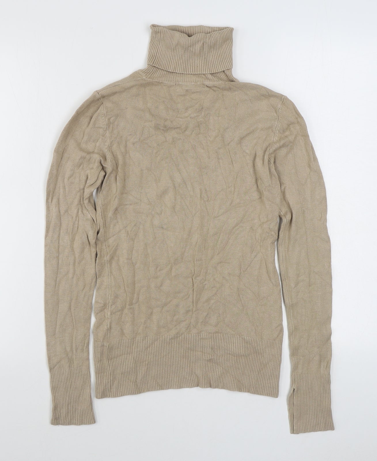 In Style Fashion Womens Beige Roll Neck  Polyester Pullover Jumper Size M