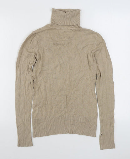 In Style Fashion Womens Beige Roll Neck  Polyester Pullover Jumper Size M