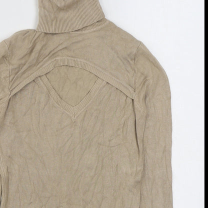 In Style Fashion Womens Beige Roll Neck  Polyester Pullover Jumper Size M