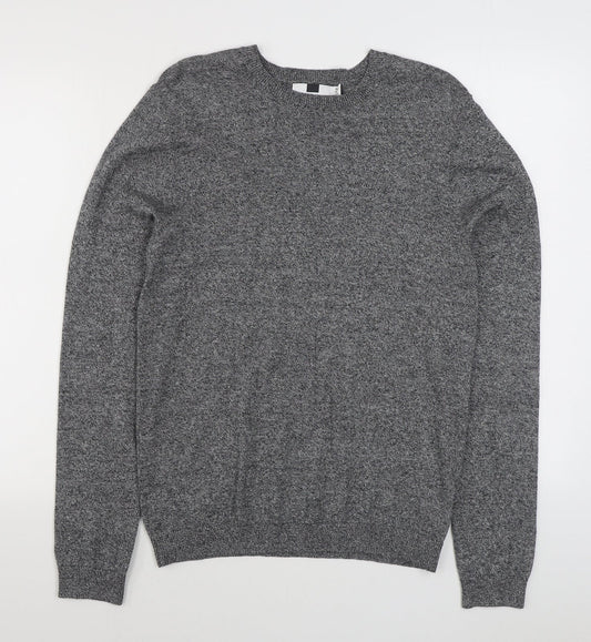 Topman Mens Grey Round Neck  Cotton Pullover Jumper Size S