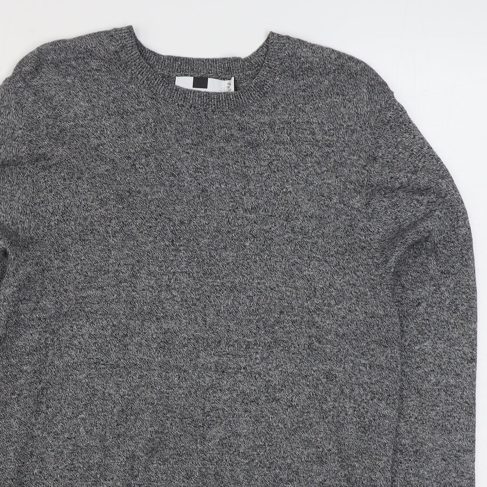 Topman Mens Grey Round Neck  Cotton Pullover Jumper Size S