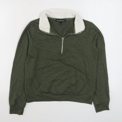 Derek Heart Womens Green  Cotton Pullover Sweatshirt Size M  Zip