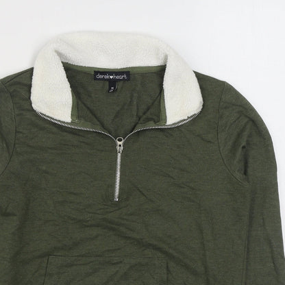 Derek Heart Womens Green  Cotton Pullover Sweatshirt Size M  Zip
