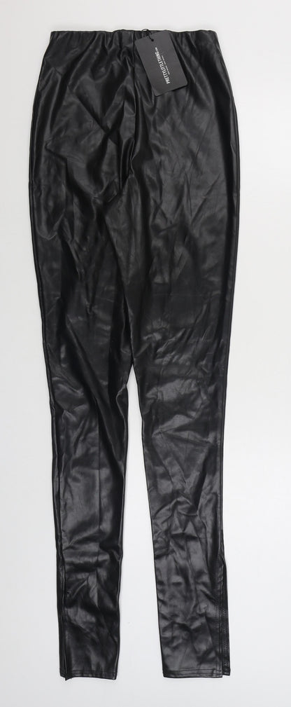 PRETTY LITTLE THING  Womens Black  Polyurethane Jegging Trousers Size 8 L35 in Regular