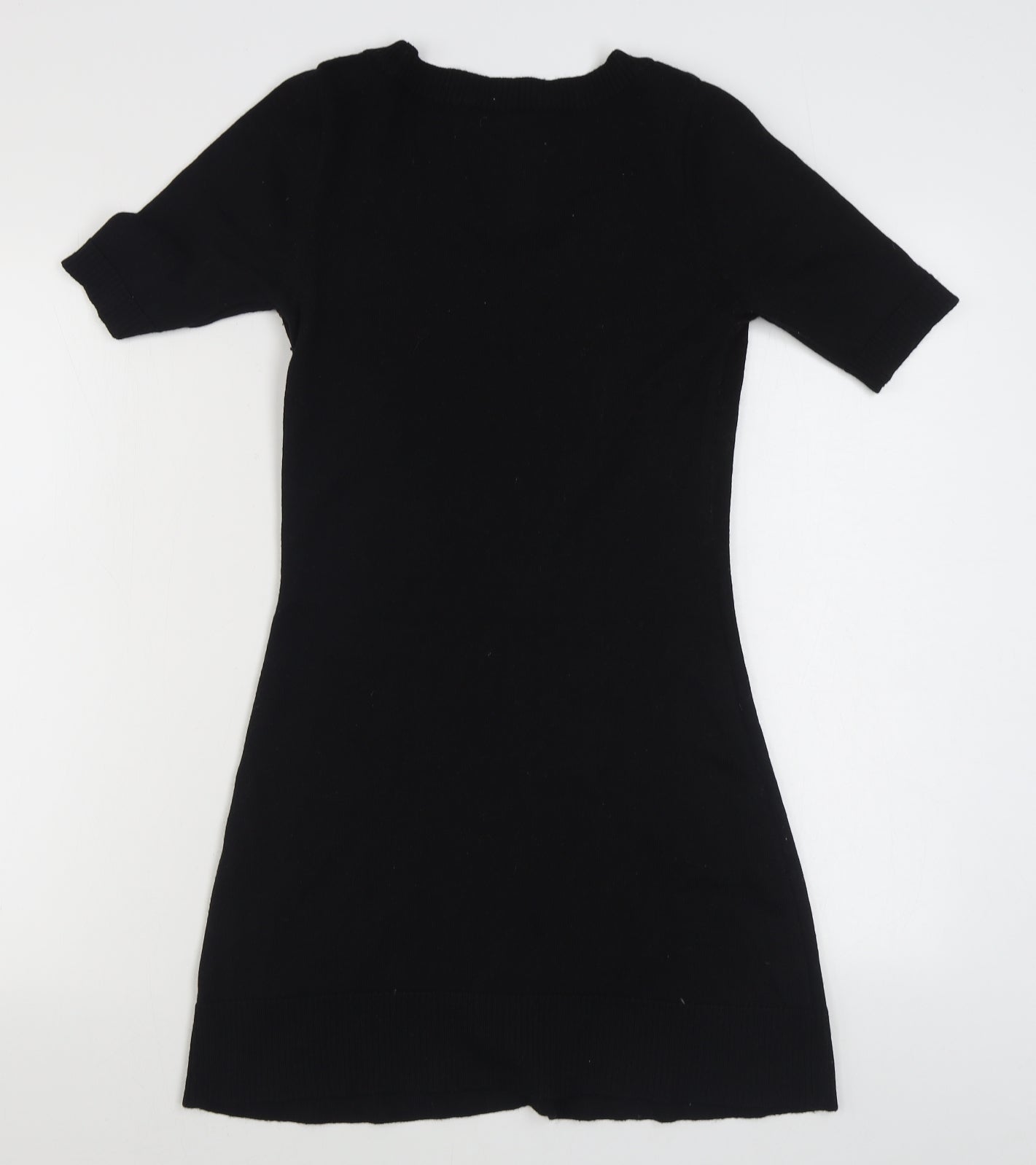 Happie Loves it Womens Black  Acrylic Jumper Dress  Size S  Scoop Neck Pullover