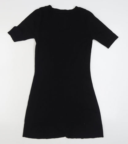 Happie Loves it Womens Black  Acrylic Jumper Dress  Size S  Scoop Neck Pullover