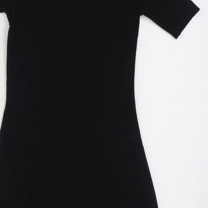 Happie Loves it Womens Black  Acrylic Jumper Dress  Size S  Scoop Neck Pullover