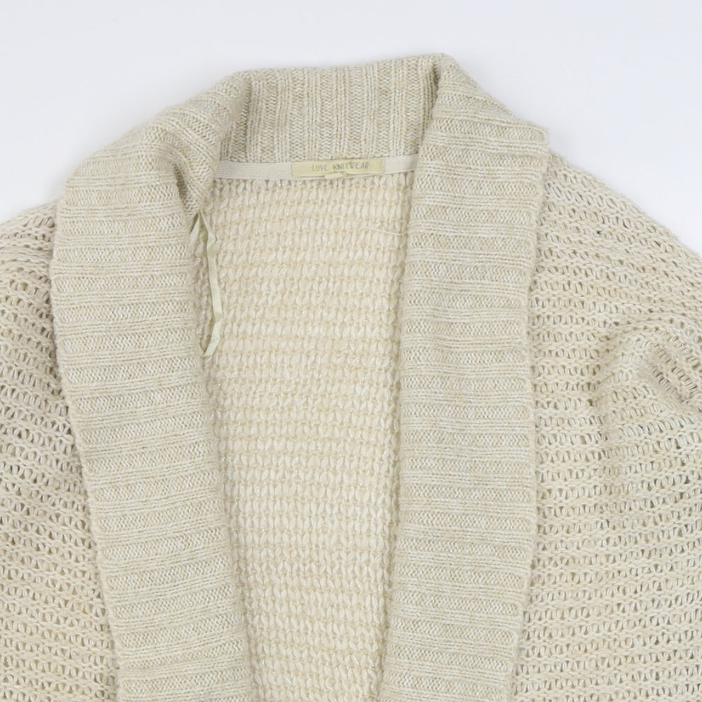 Love Knitwear Womens Ivory V-Neck  Acrylic Cardigan Jumper Size 12