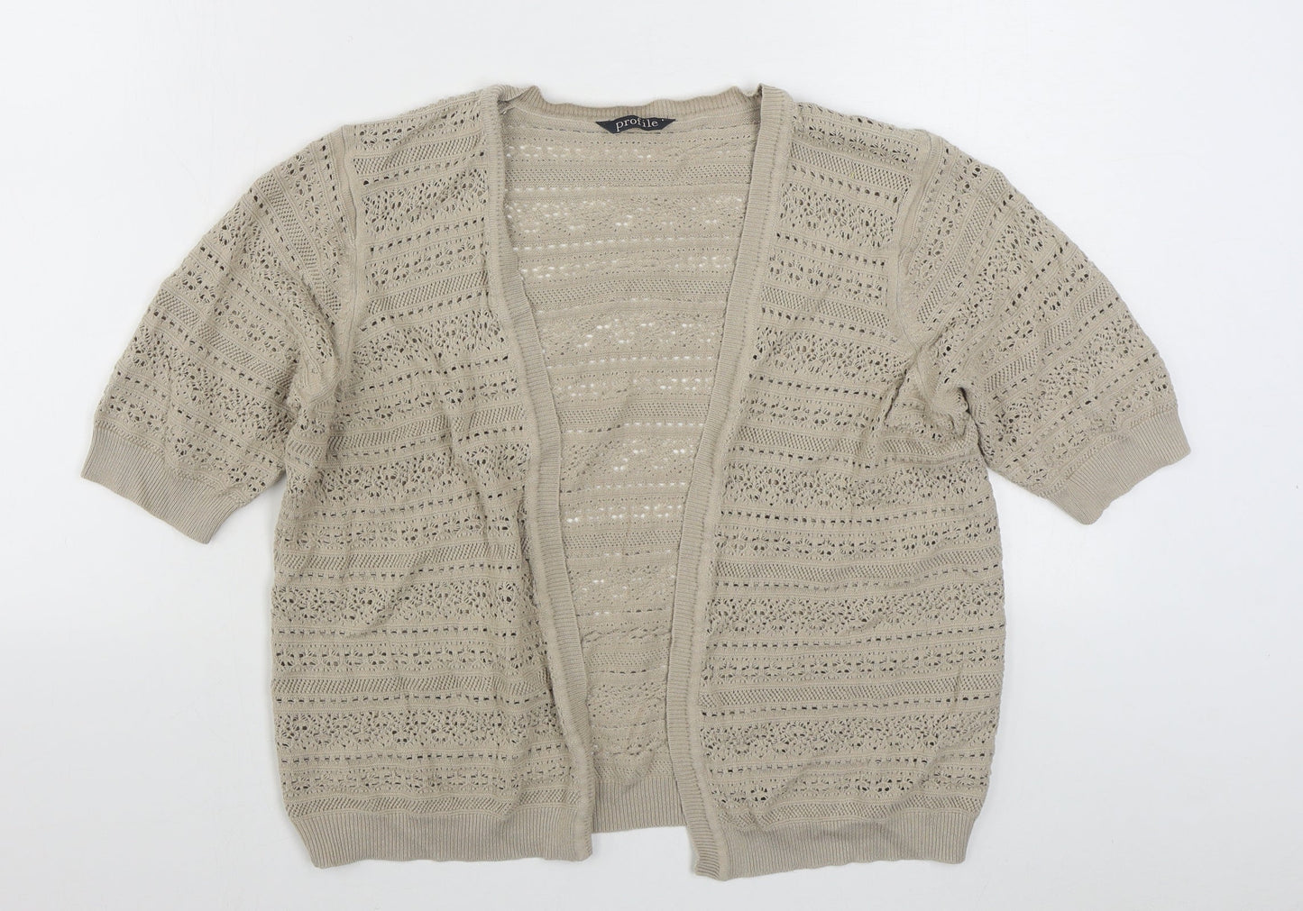 BHS Womens Beige V-Neck  Acrylic Cardigan Jumper Size 16