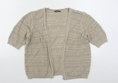 BHS Womens Beige V-Neck  Acrylic Cardigan Jumper Size 16