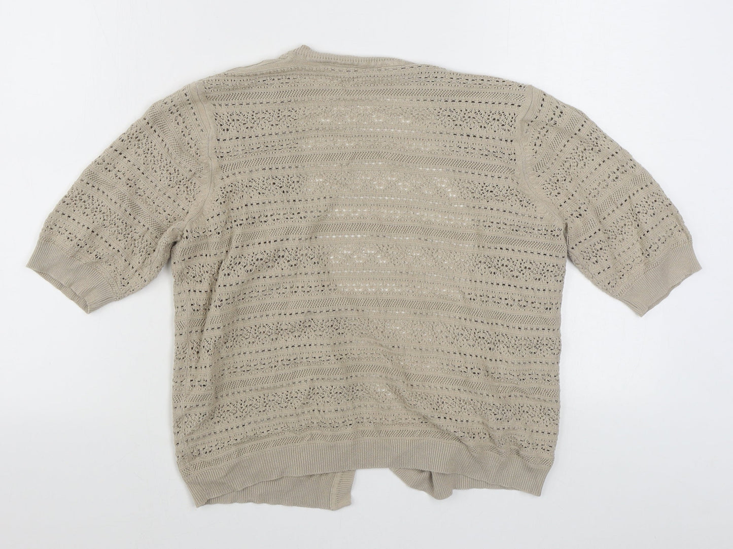 BHS Womens Beige V-Neck  Acrylic Cardigan Jumper Size 16