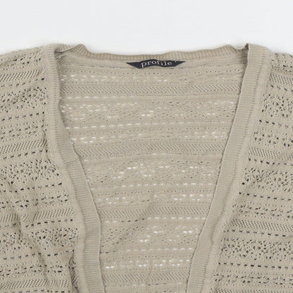 BHS Womens Beige V-Neck  Acrylic Cardigan Jumper Size 16