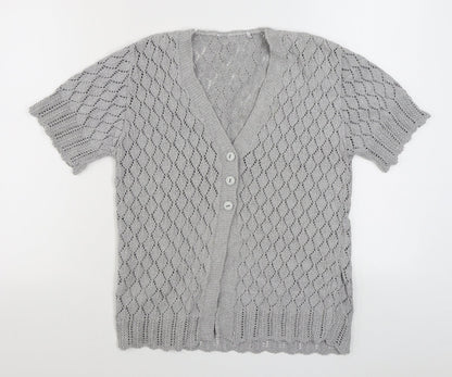 Womens UK Size S Preworn Grey Cardigan Jumper
