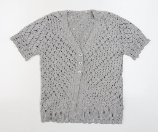 Womens UK Size S Preworn Grey Cardigan Jumper