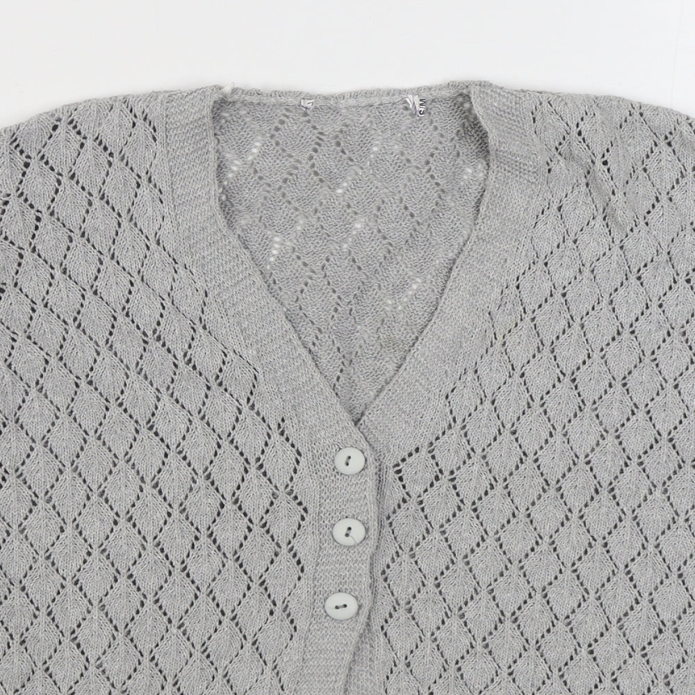 Womens UK Size S Preworn Grey Cardigan Jumper