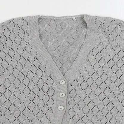 Womens UK Size S Preworn Grey Cardigan Jumper