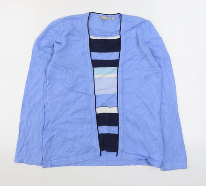 Rare Womens Blue Round Neck Striped Viscose Pullover Jumper Size 12