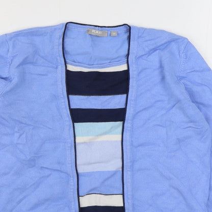 Rare Womens Blue Round Neck Striped Viscose Pullover Jumper Size 12