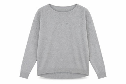 Casamia Womens Grey Crew Neck Viscose Pullover Jumper Size M