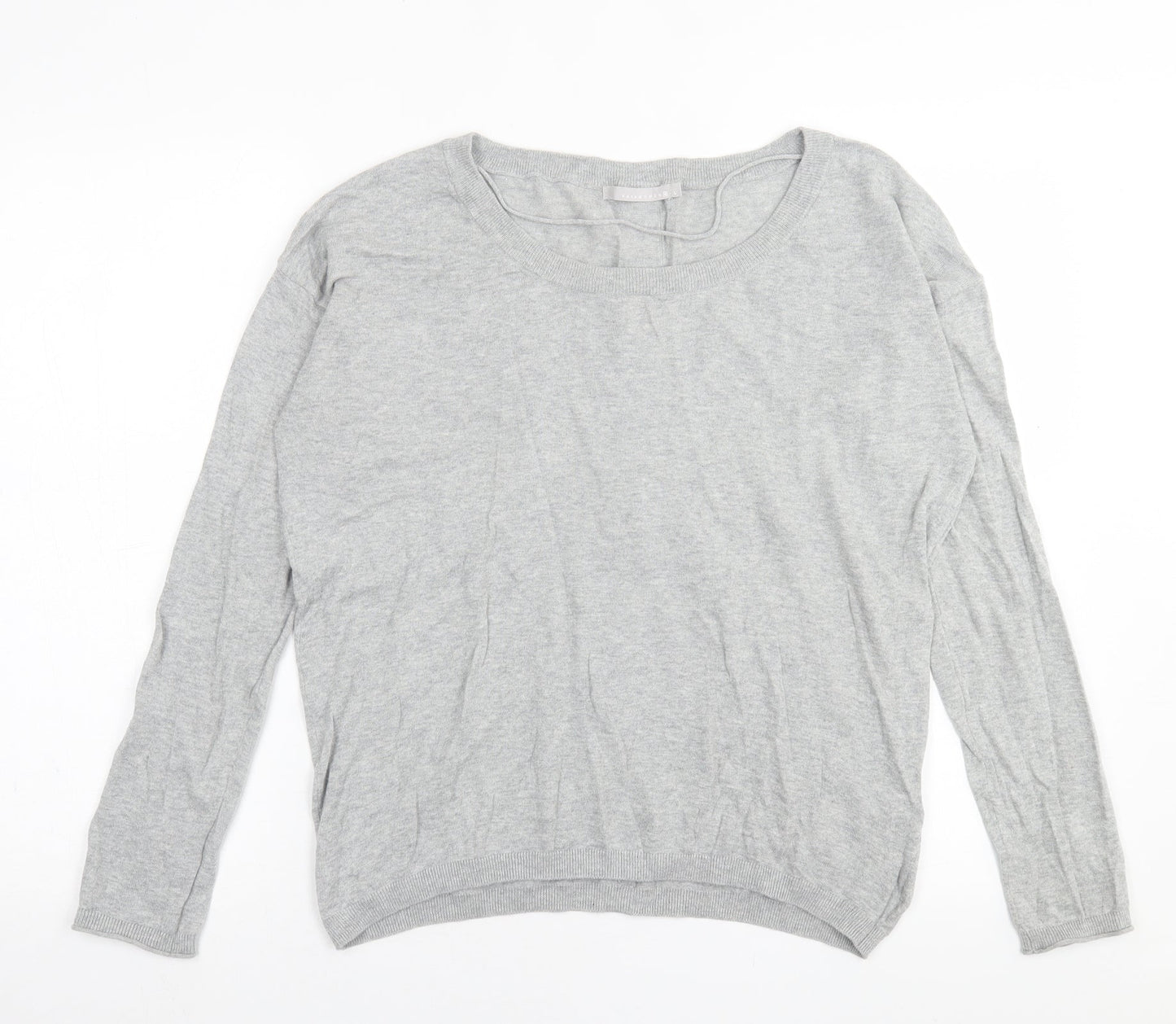 Yaya Woman Womens Grey Collared  Cotton Pullover Jumper Size L