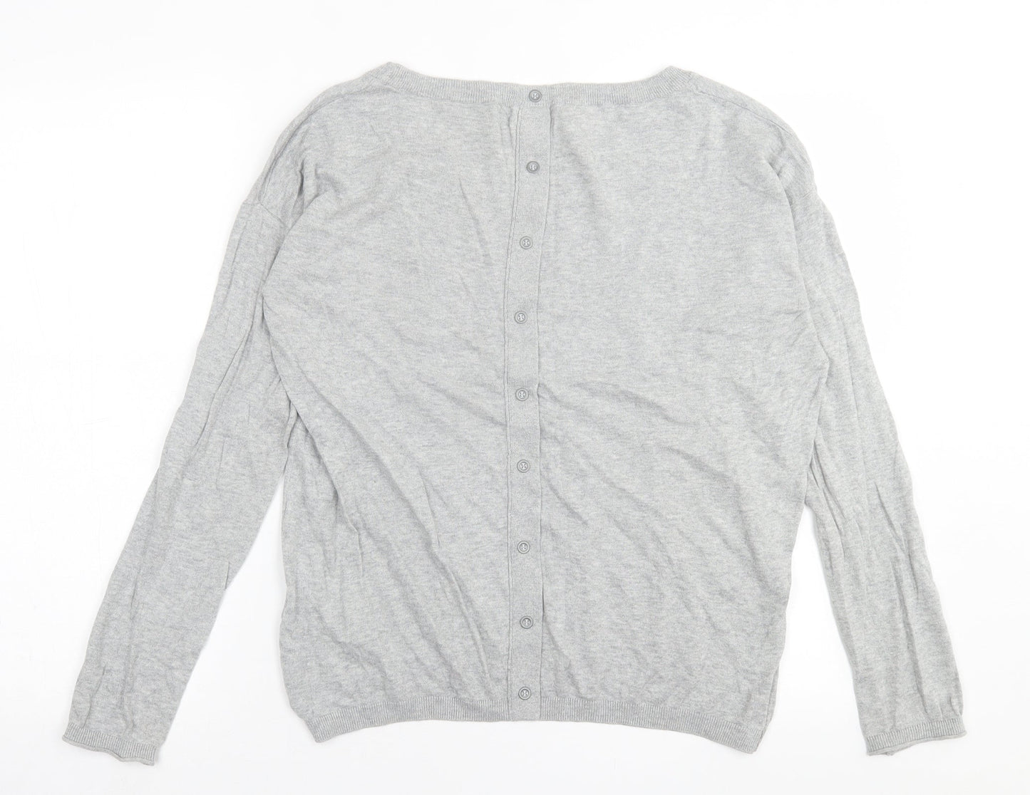 Yaya Woman Womens Grey Collared  Cotton Pullover Jumper Size L
